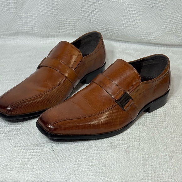 Kenneth Cole Men's Bog‎ News Brown Leather Loafers Dress Shoes size 11 - Picture 1 of 9